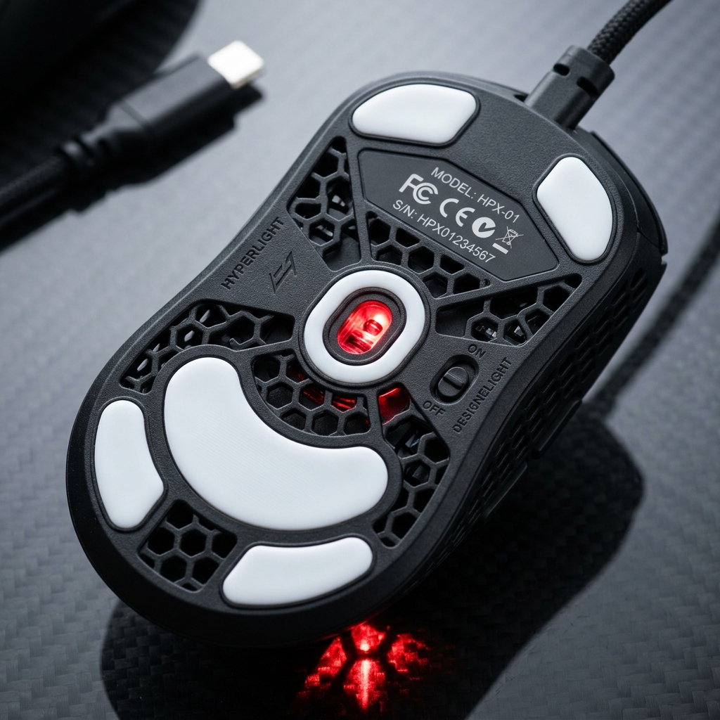 Ultralight Mouse Optical Sensor and PTFE Skates Detail